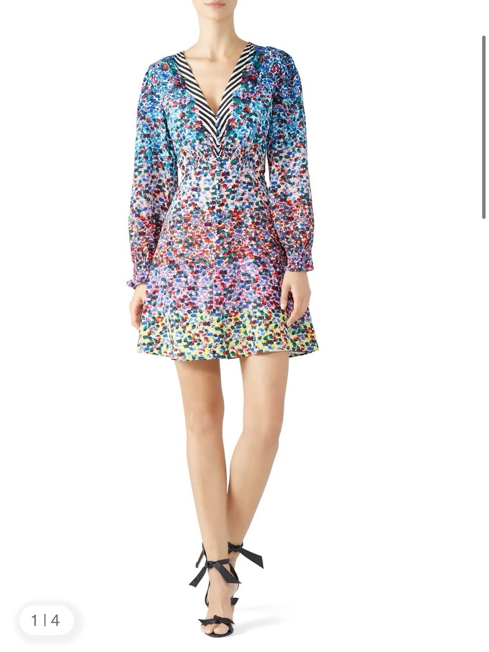 SALONI Multicolor Floral V-Neck Mini Dress